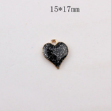 Glitter Metal Heart Charms