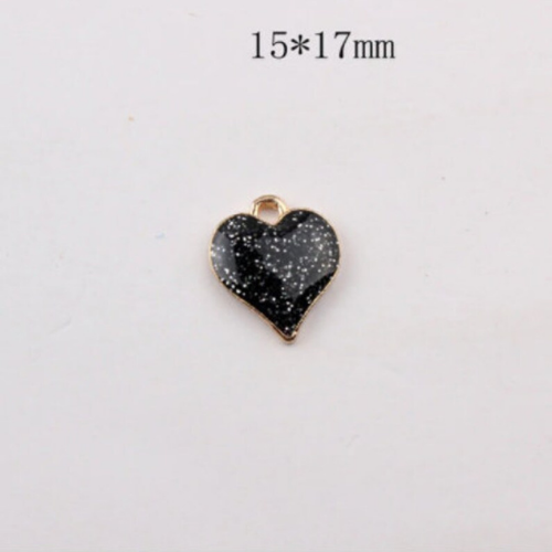 Glitter Metal Heart Charms