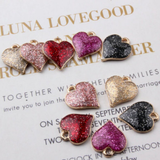 Glitter Metal Heart Charms