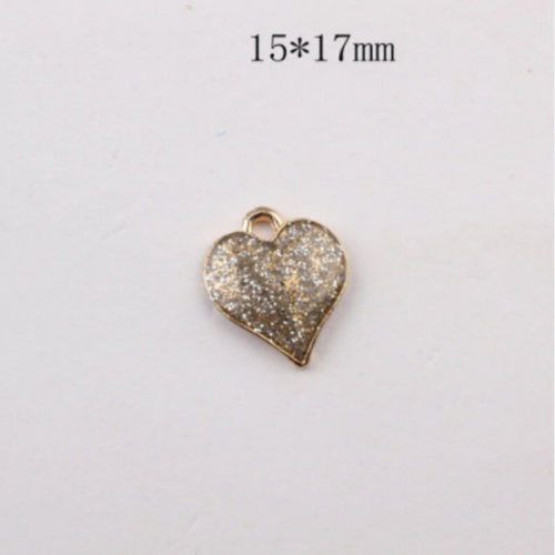 Glitter Metal Heart Charms