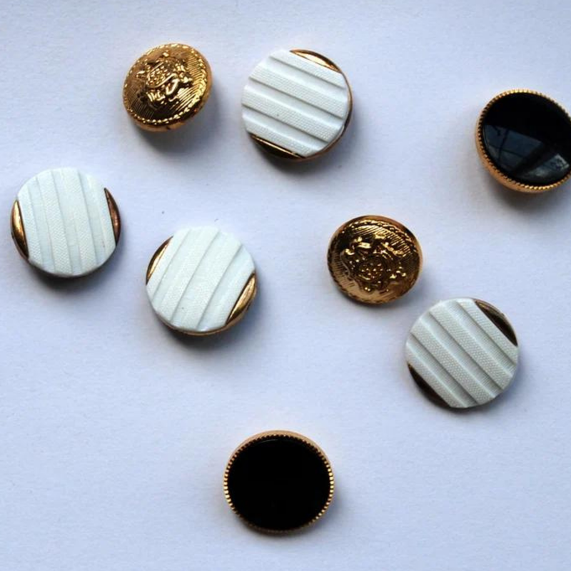 Lot of White, Gold & Black Vintage Buttons