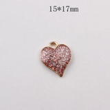 Glitter Metal Heart Charms