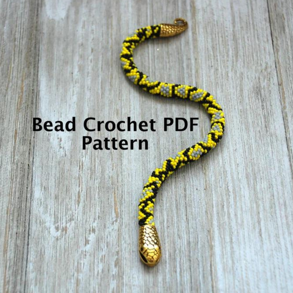 Bead Crochet Yellow Snake Necklace/Bracelet Pattern