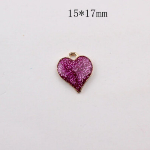 Glitter Metal Heart Charms