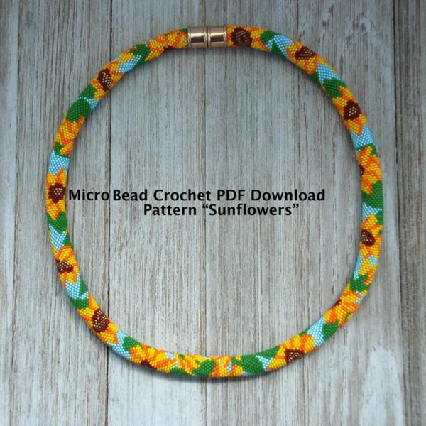 Micro Bead Crochet Sunflower Pattern