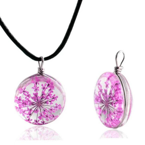 Resin Flower Deco 3D Glass Dome Pendant