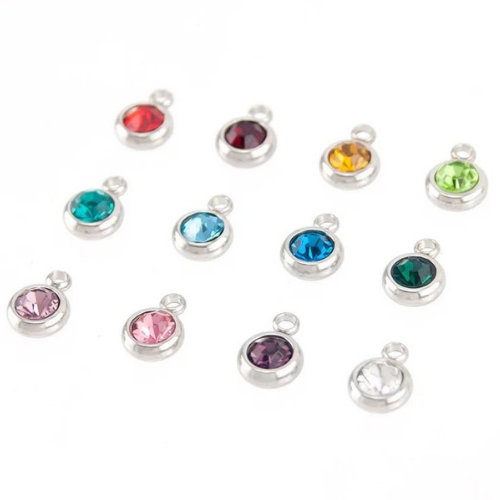 6 mm Steel Mini Birthstone Charm