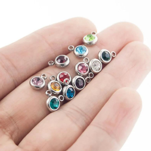 6 mm Steel Mini Birthstone Charm