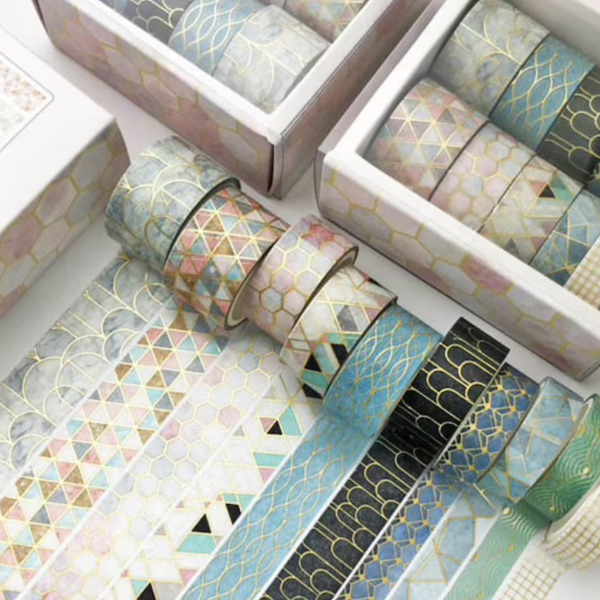 Geometric Neutral Colors Washi Tape 10 Rolls Set