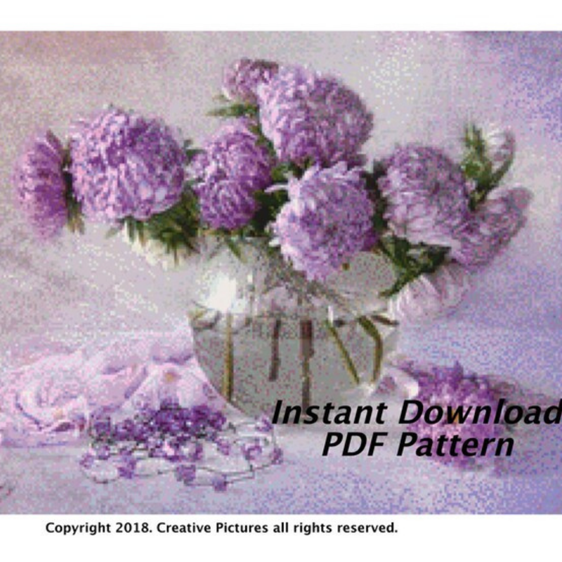 Purple Bouquet Cross Stitch pdf Pattern