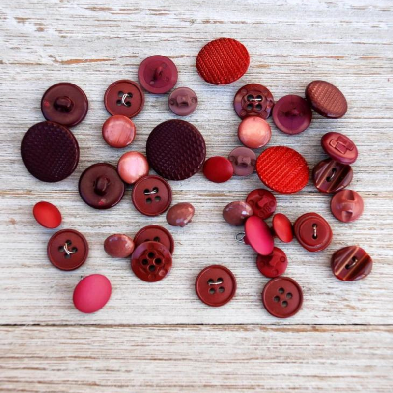 Lot of Red & Brown Plastic Vintage Buttons