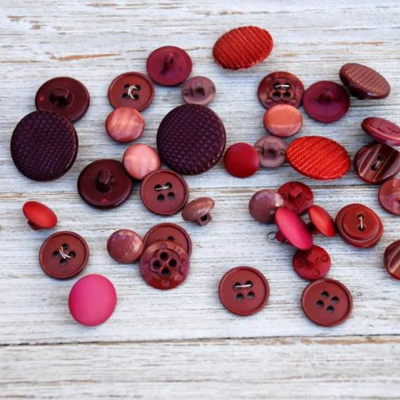 Lot of Red & Brown Plastic Vintage Buttons