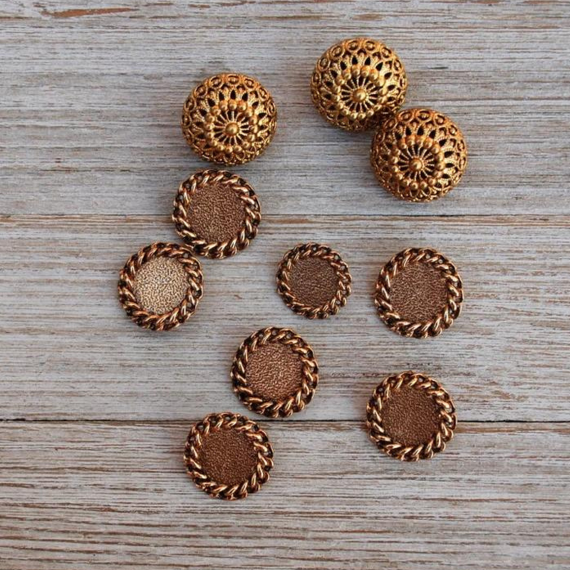 Lot of Gold Metal Vintage Buttons