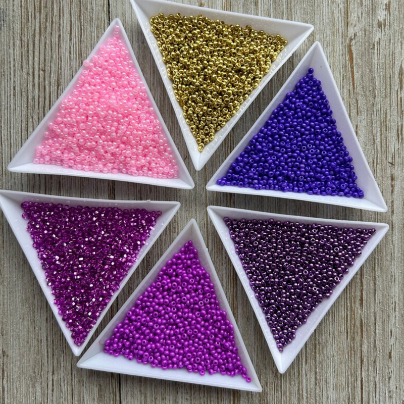 Czech Seed Beads Purple, Pink & Gold Shades Beads Set