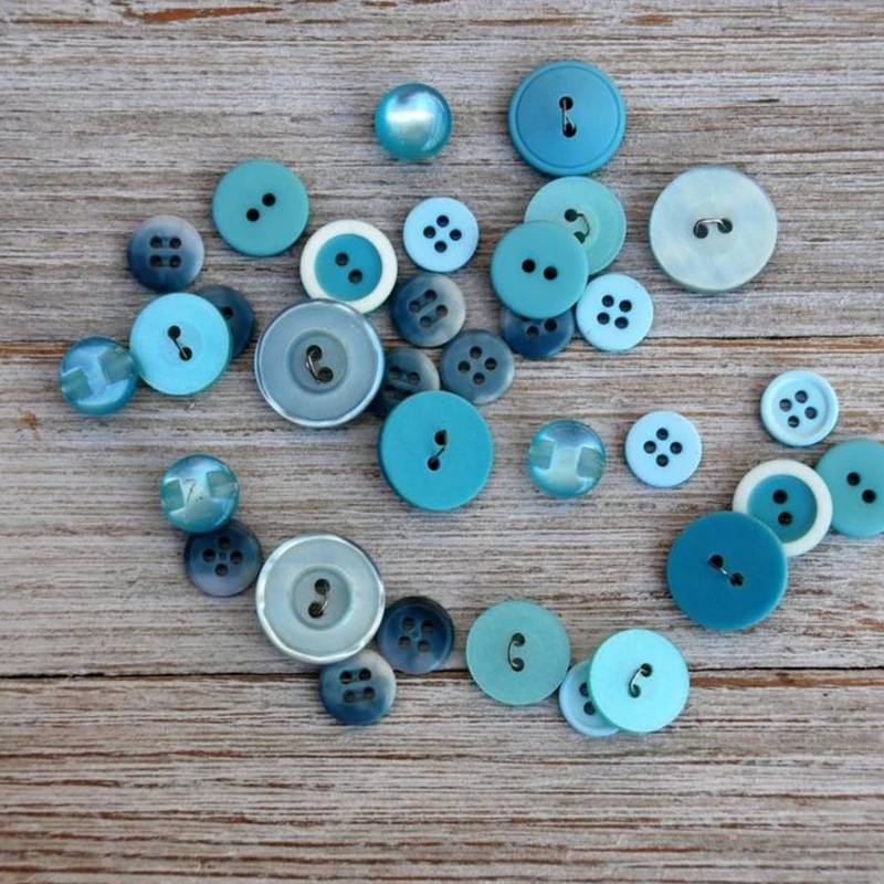 Lot of Blue Plastic Vintage Buttons