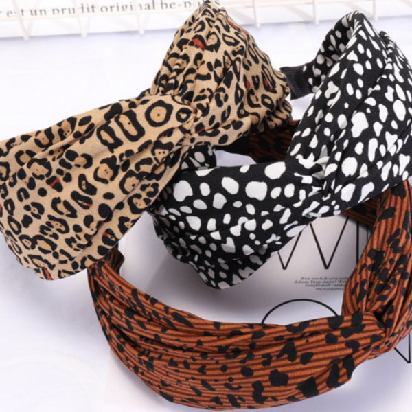 Satin Knotted Animal Print Headband