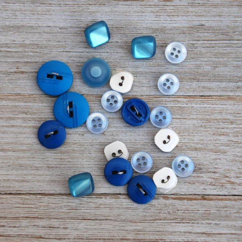 Lot of Blue Plastic Vintage Buttons