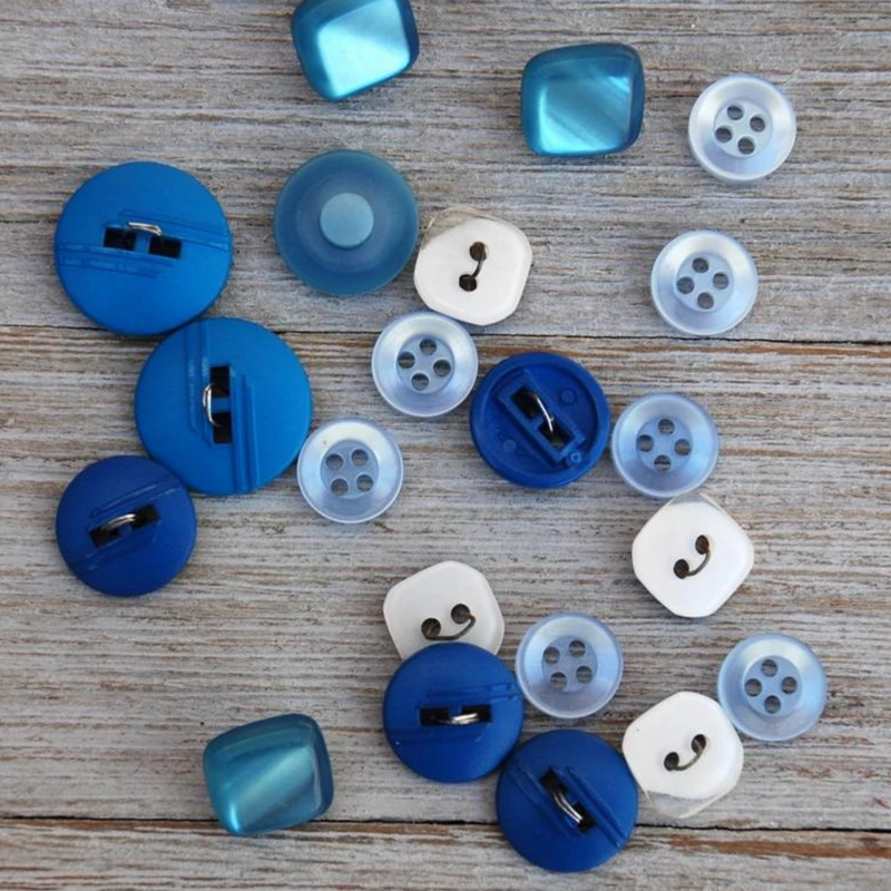 Lot of Blue Plastic Vintage Buttons