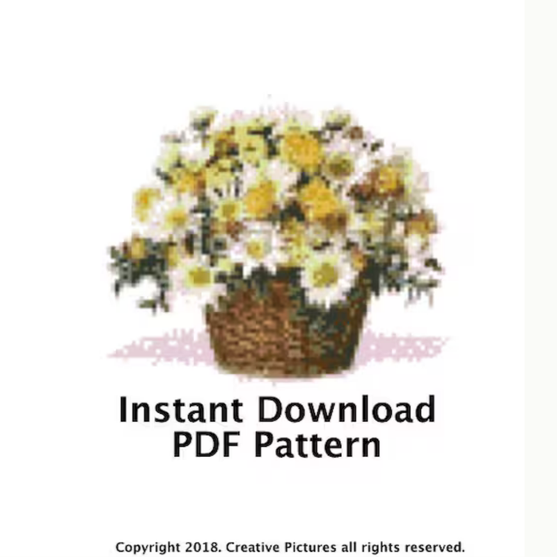 Flower Basket Cross Stitch pdf Pattern