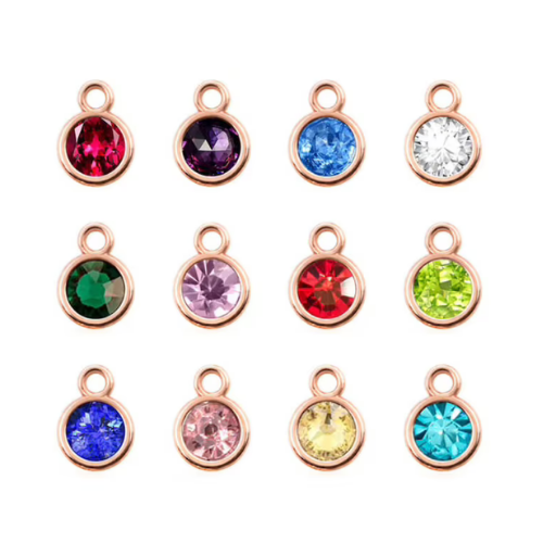 Mini 7 mm Birthstone Rose Gold Charm