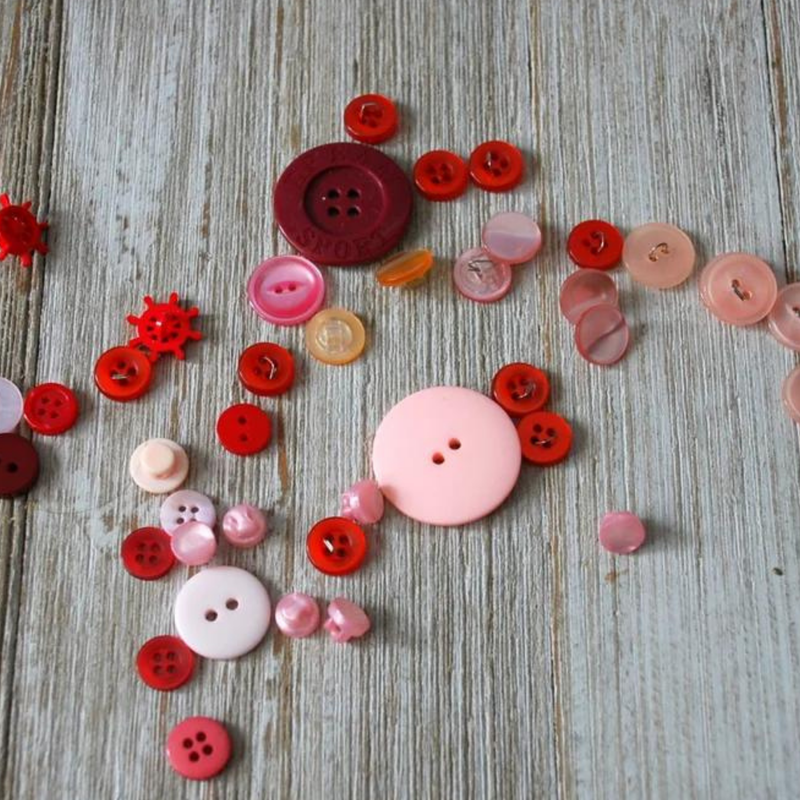 Lot of Red & Pink Plastic Vintage Buttons