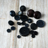 Lot of Black Plastic Vintage Buttons