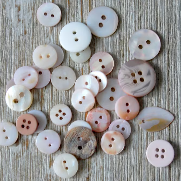 Lot of Beige & Pink Plastic Vintage Buttons