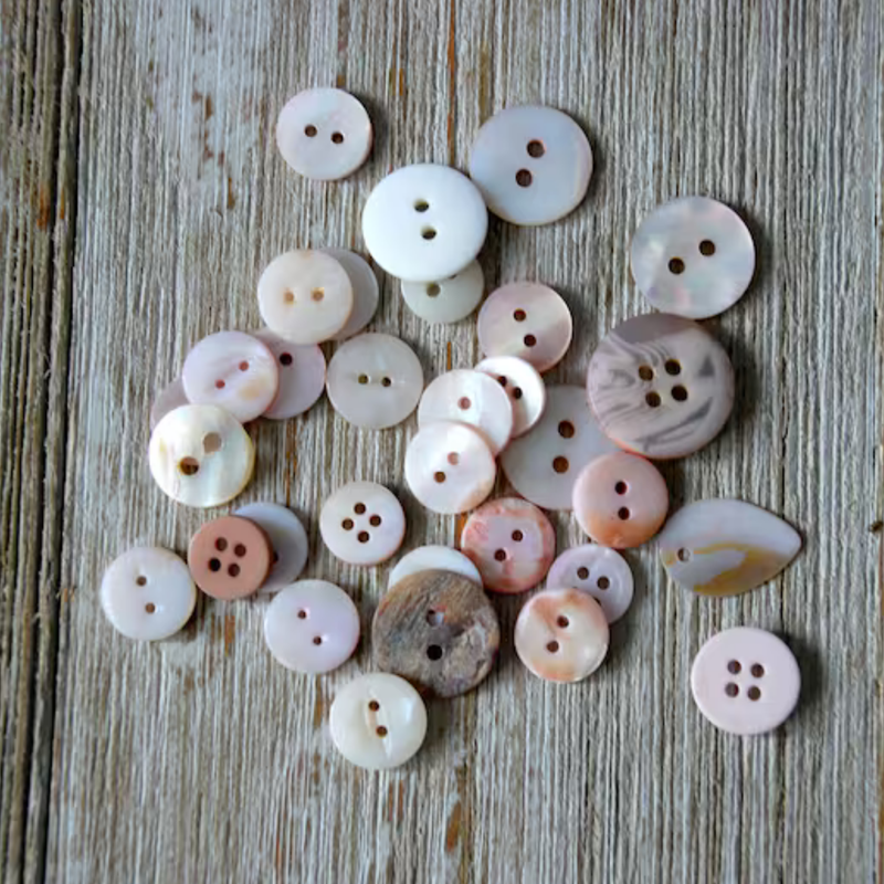 Lot of Beige & Pink Plastic Vintage Buttons