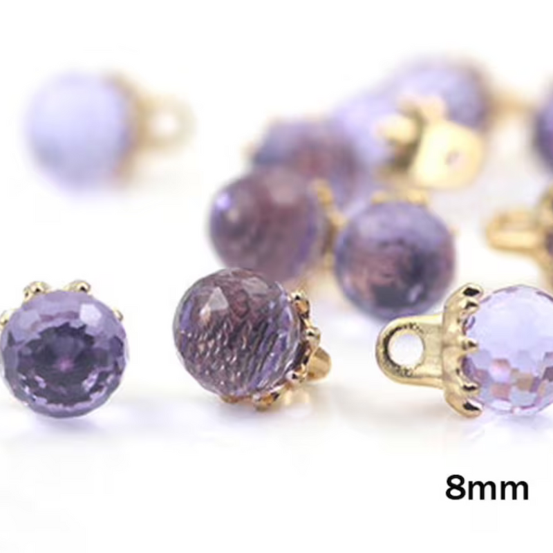 8 mm Lucite Purple Ball Buttons