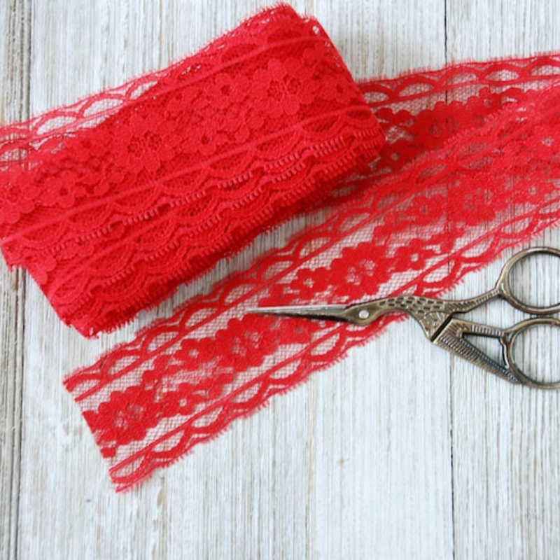 Red Vintage Cotton Lace Trim