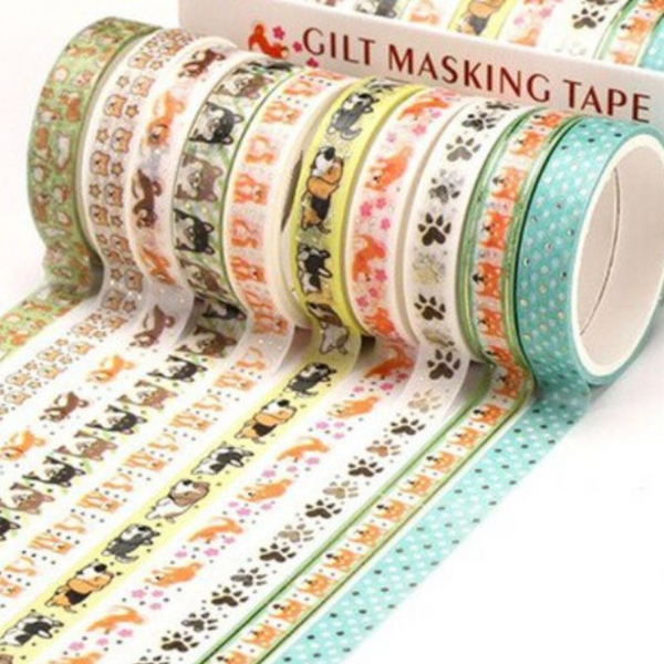 Cute Animals Washi Tape 10 Rolls Set