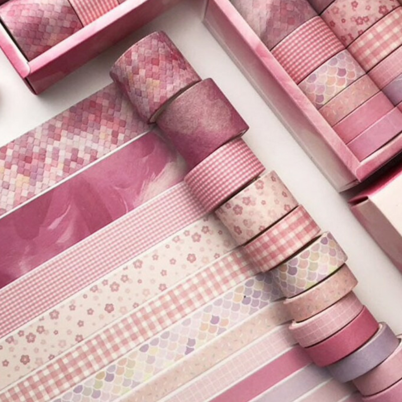 Geometric Pink Washi Tape 10 Rolls Set