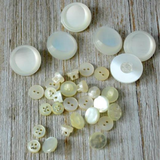 Lot of Clear & White Plastic Vintage Buttons