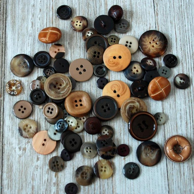 Lot of 10-25 mm Vintage Flat Dome Brown Buttons