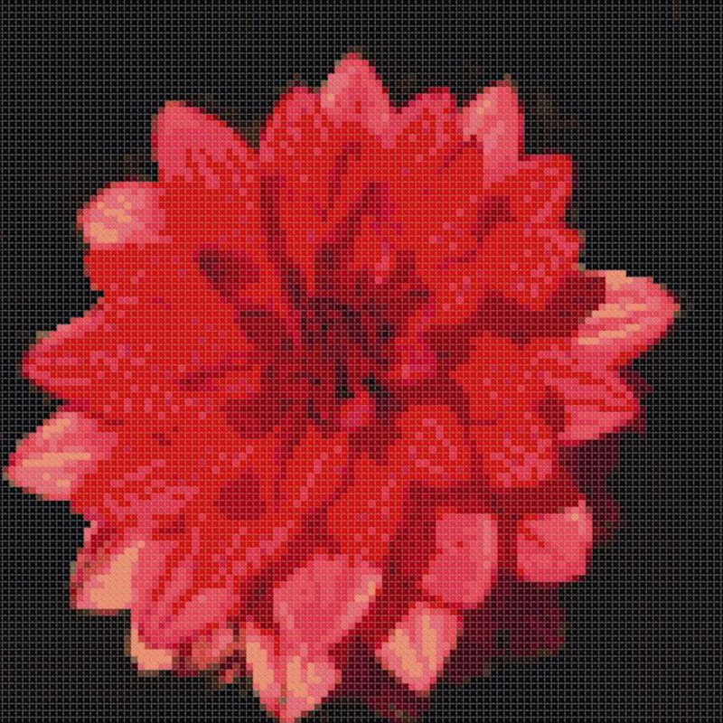 Red Flower Bouquet Cross Stitch pdf Pattern