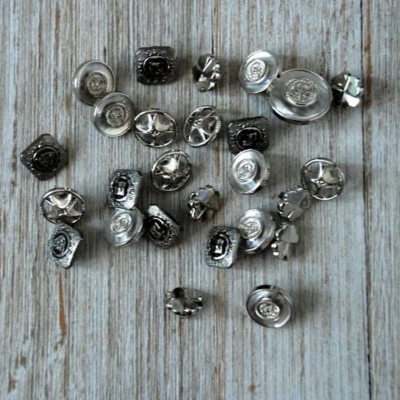 Lot of 12-25 mm Vintage Silver Buttons