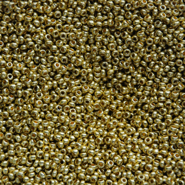 Metallic Light Gold Czech Seed Beads, 10/0