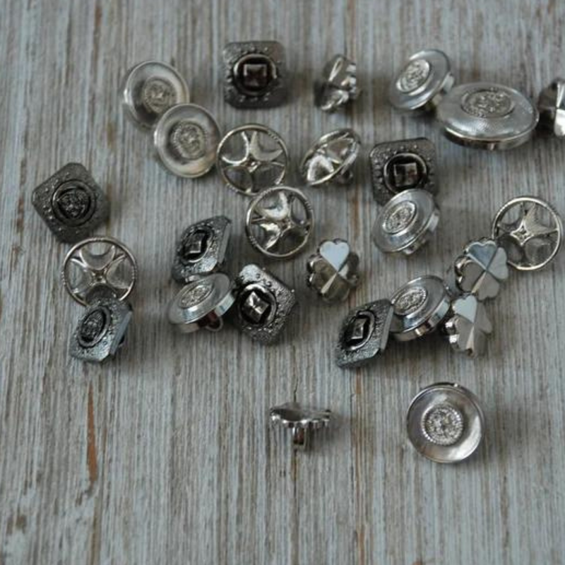 Lot of 12-25 mm Vintage Silver Buttons