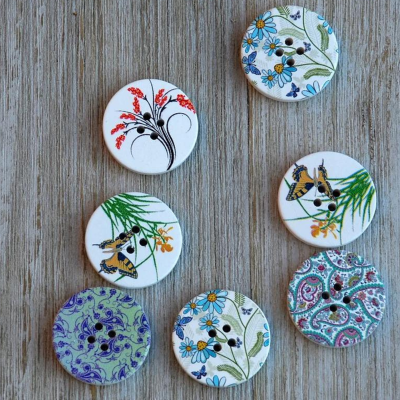 Flower Pattern Wood Buttons