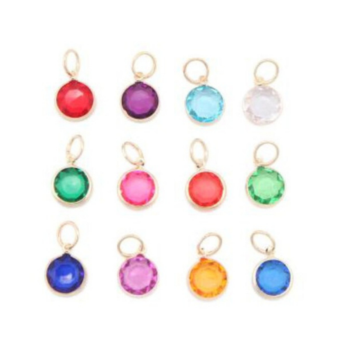 12 mm Birthstone Plastic Gold Charm