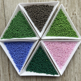 Czech Seed Beads Green, Blue & Pink Set