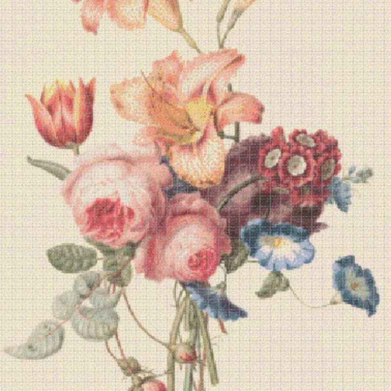 Mixed Flowers Bouquet Cross Stitch pdf Pattern