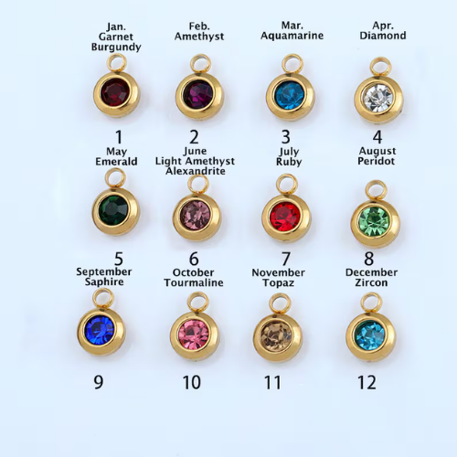 Mini 6 mm Birthstone Gold Charm