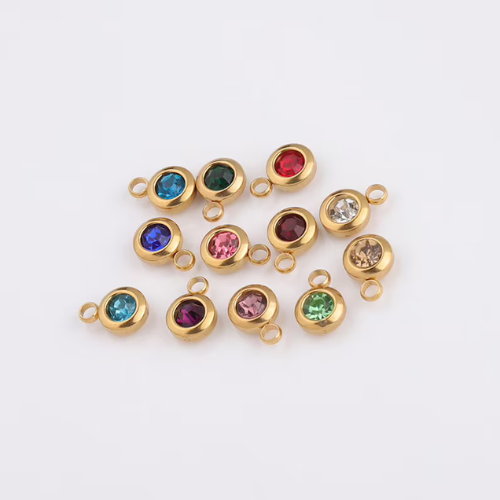 Mini 6 mm Birthstone Gold Charm