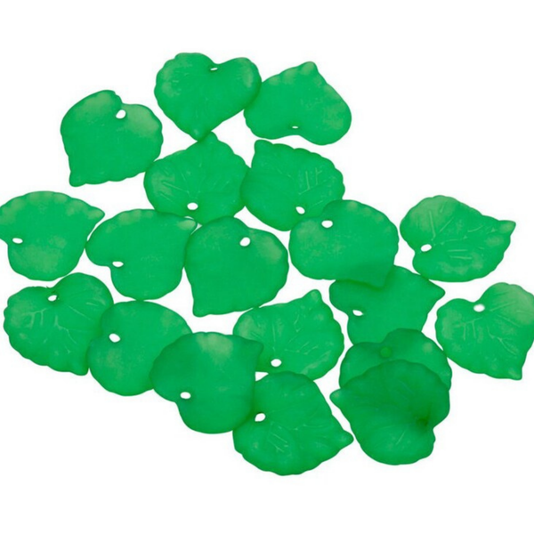 Green Plastic Leaves Spacer Beads