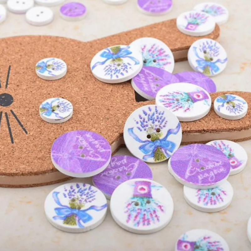 Lavender Pattern Wood Buttons