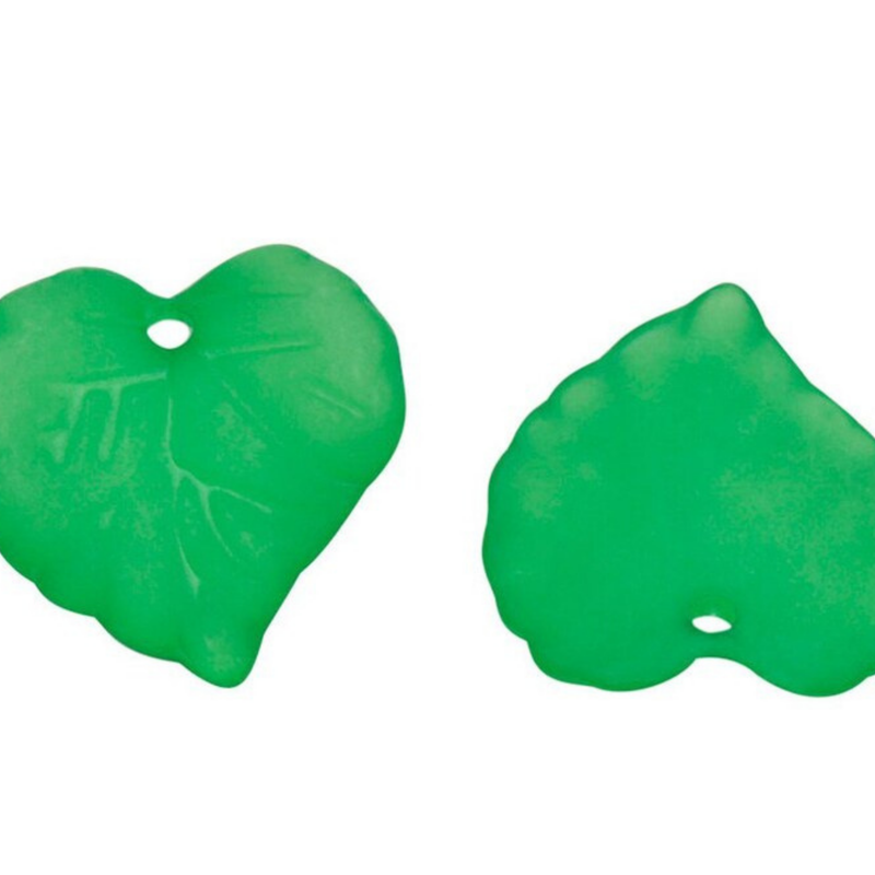 Green Plastic Leaves Spacer Beads