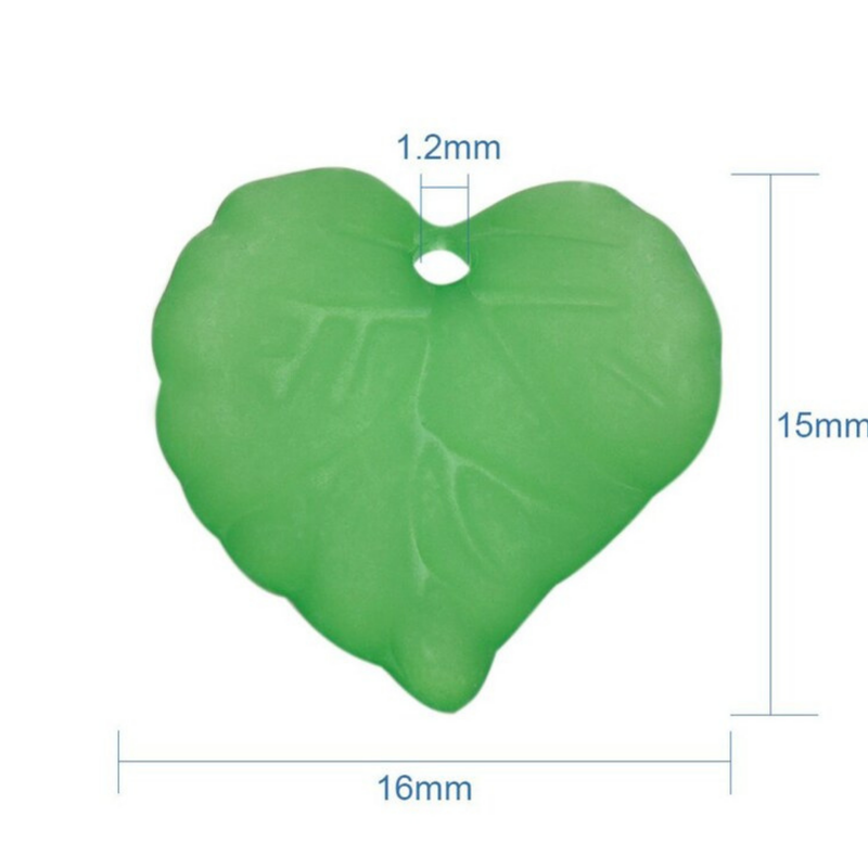 Green Plastic Leaves Spacer Beads