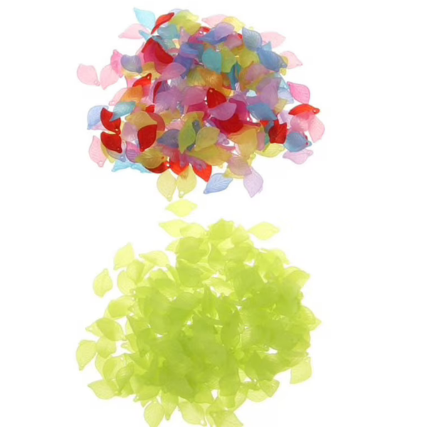 Multi Color/Green Plastic Leaves Spacer Beads