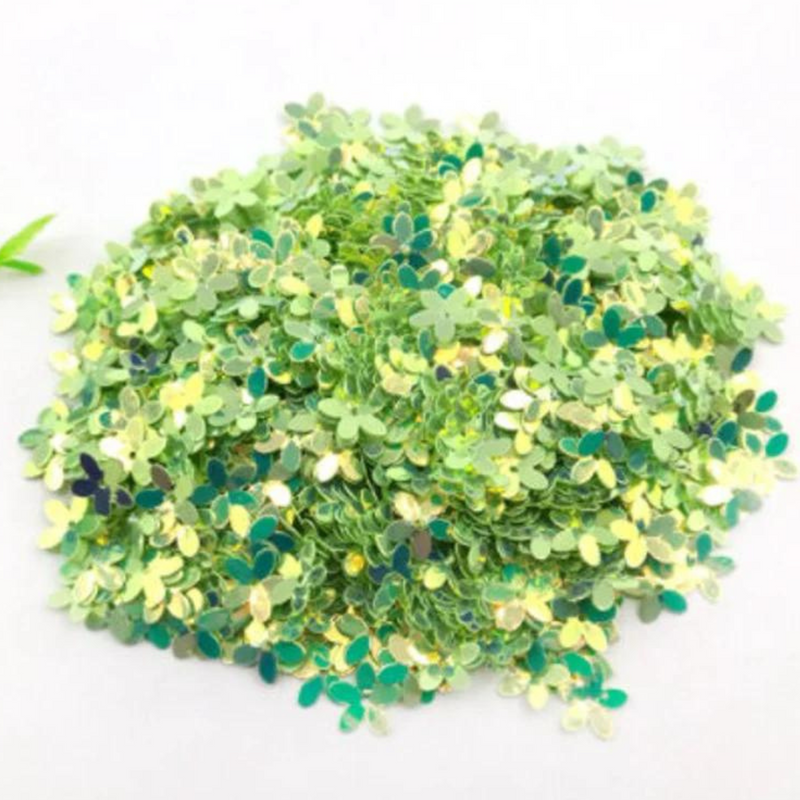 3D Flower Green Sequins